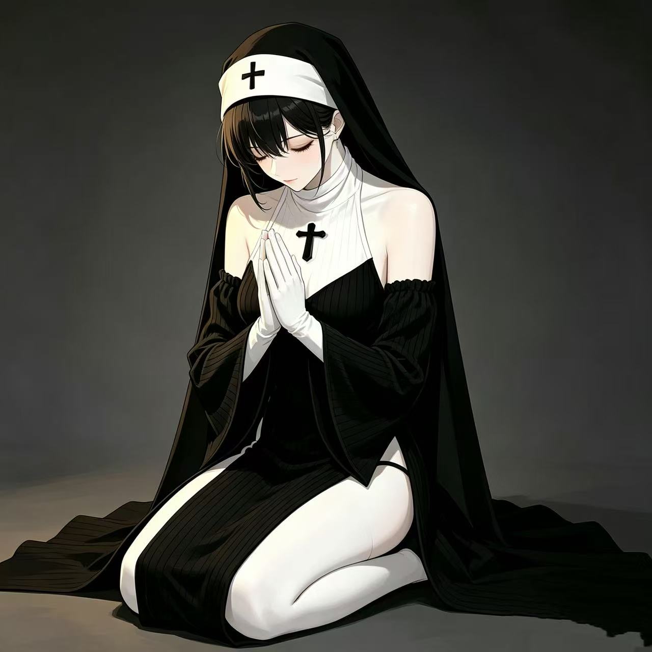 Nun Costume, Gothic Dress, Cosplay Outfit, Halloween Costume, Anime Cosplay, Dark Academia, Black Robe, Cross Dress, Alt Fashion, Emo Outfit, Egirl Clothing